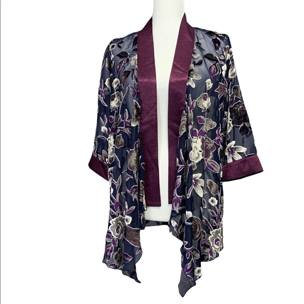 Paparazzi Sheer Floral Cardigan / Cover Up Velvet